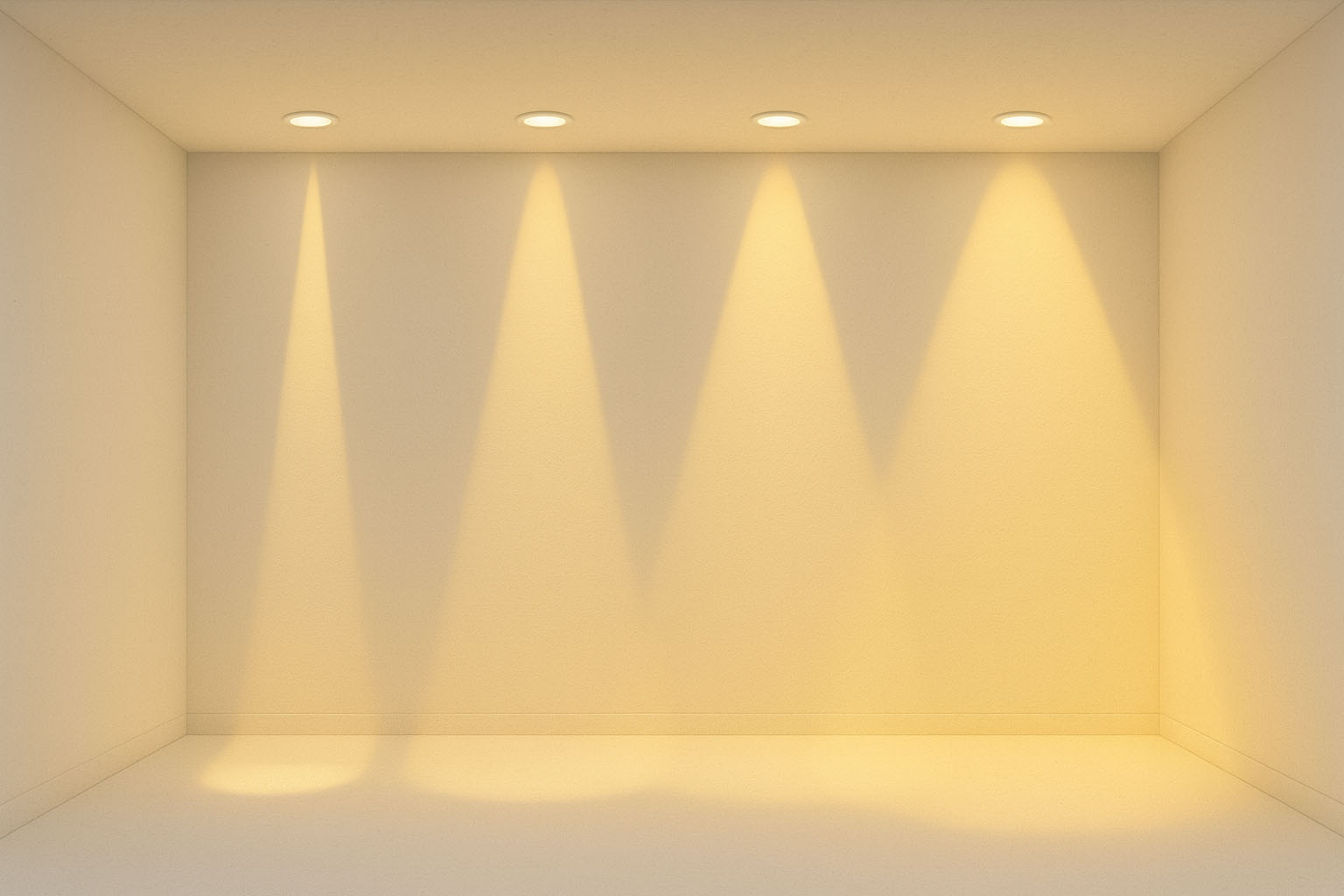 Four Lutron downlights showing 15 to 60 degree beam angle spreads.