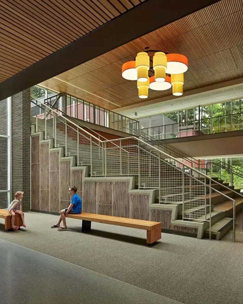 Colorful Lumetta drum pendant integrated with Ketra smart lighting.