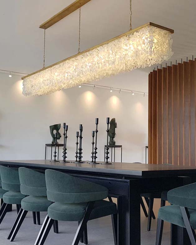Stephen Pikus recycled linear pendant powered by Ketra smart lighting.