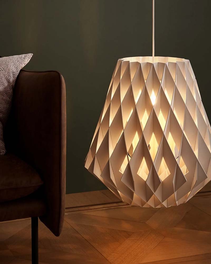 Geometric Uplight Group pendant fixture featuring Ketra technology.